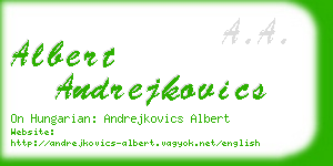 albert andrejkovics business card